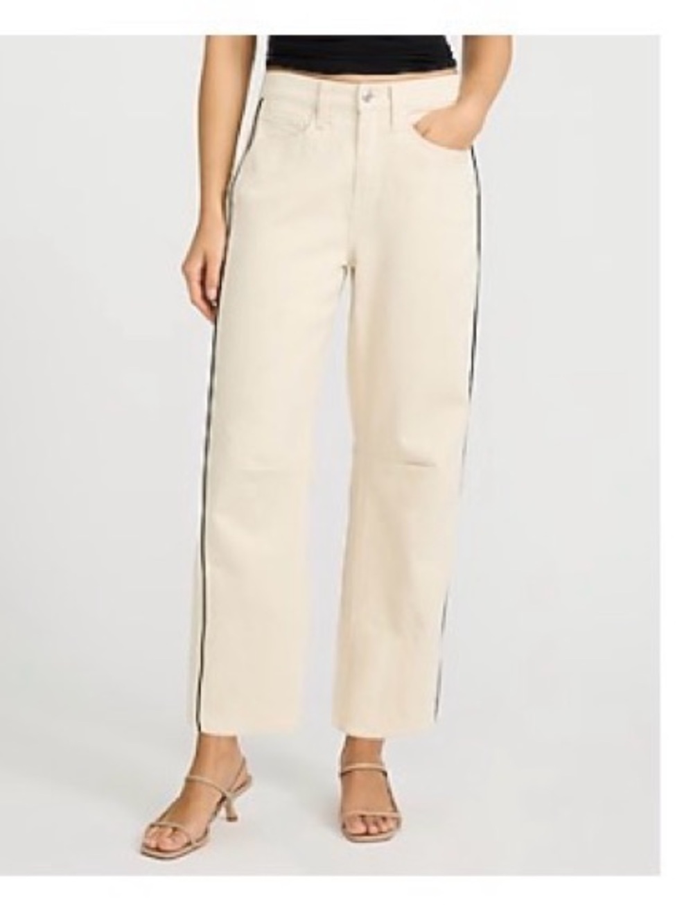 NWT Express Ivory barrel Jeans with Black Side Stripe